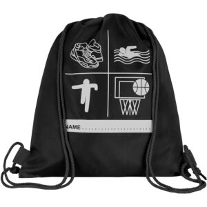 Black Drawstring PE (Shoe) Bag With Printed Name Tag