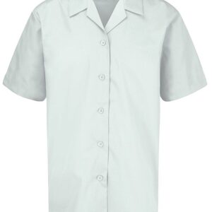 White Short Sleeve Open Neck Twin Pack Blouse