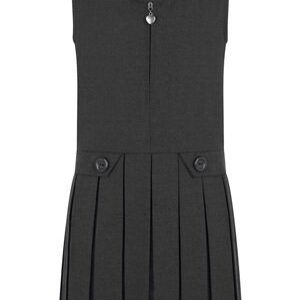 Plain Charcoal Grey Front Zip Pinafore