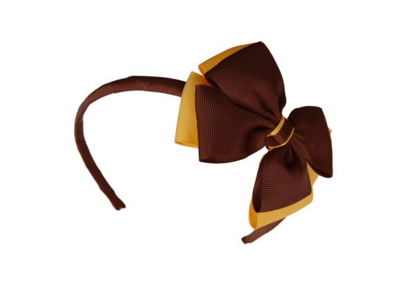 Brown & Yellow Headband with Bow