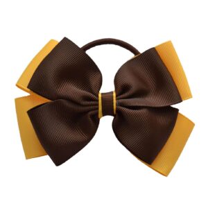 Brown & Yellow Hair Tie with Bow