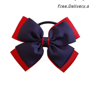 NAVY & RED HAIR TIE WITH BOW